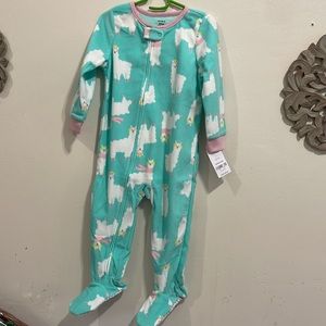 Carters Infant Girls Mint Green Llama Winter Sleeper Footie Pajama 24 Months